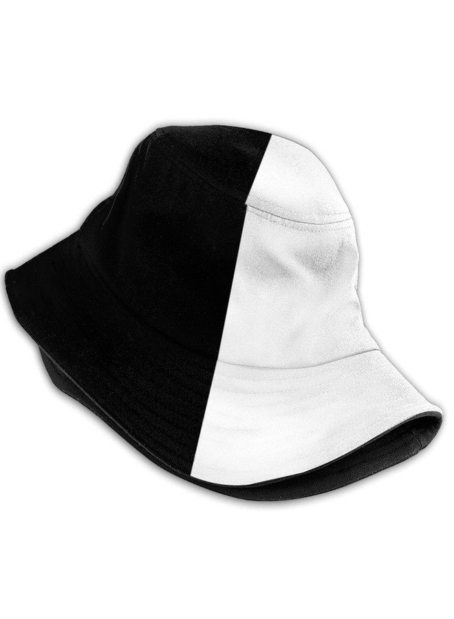 ASYG Pure Split Black and White Bucket Hat Travel Fisherman Cap Protection Sun Hat for Fishing Hat Men Women - Image 2